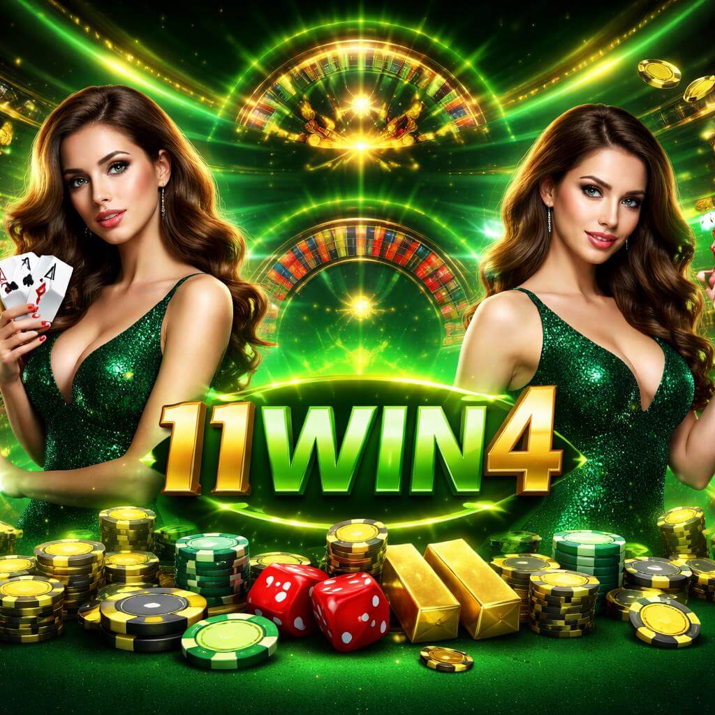 11WIN4 platform with live casino rooms, card games, and popular slot titles